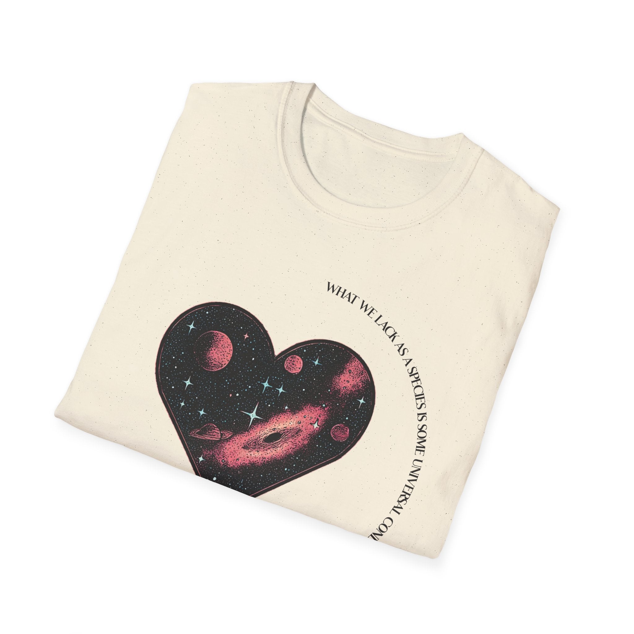 The Very Real Cosmic Connection — Heart Nebula Graphic Tee with Black Text