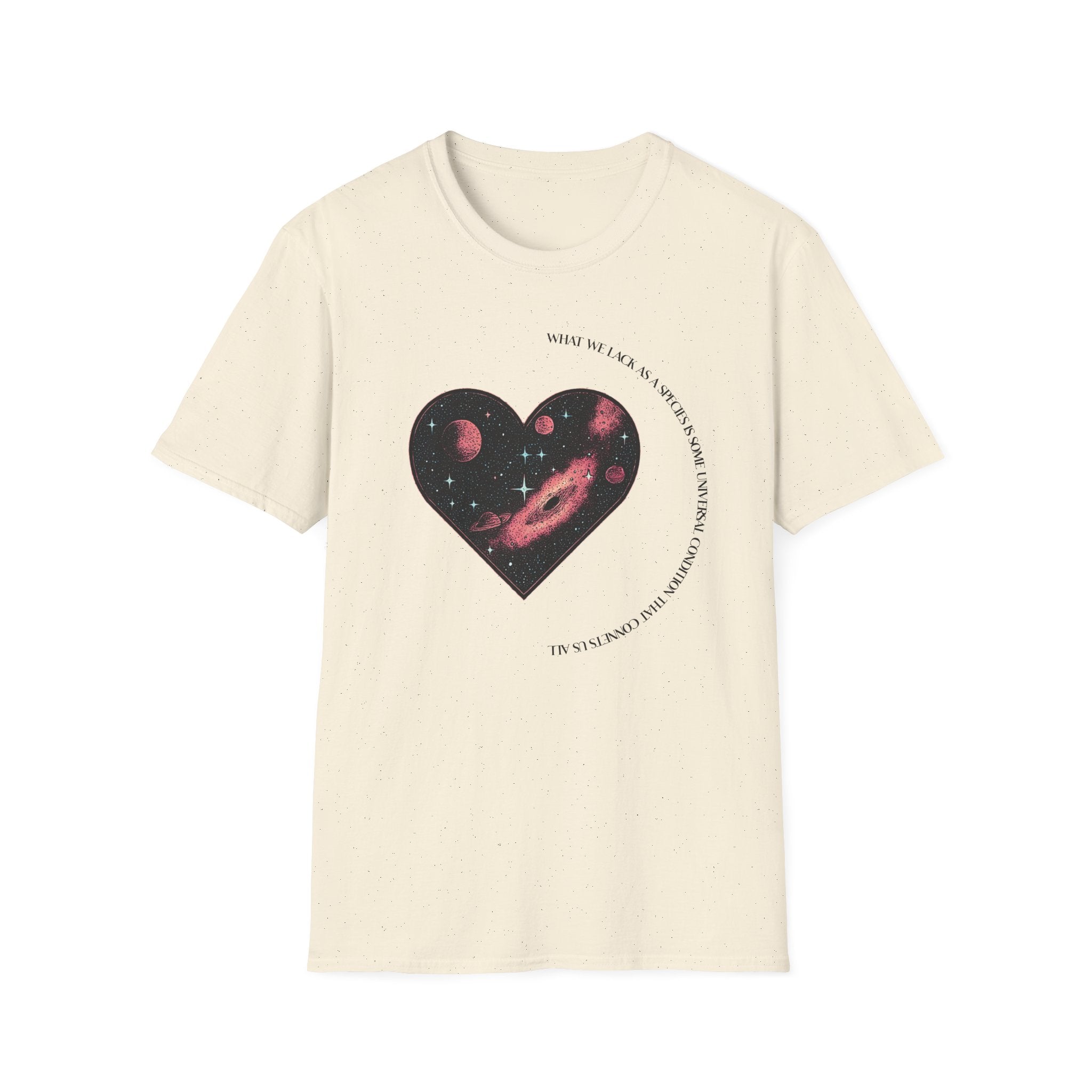 The Very Real Cosmic Connection — Heart Nebula Graphic Tee with Black Text