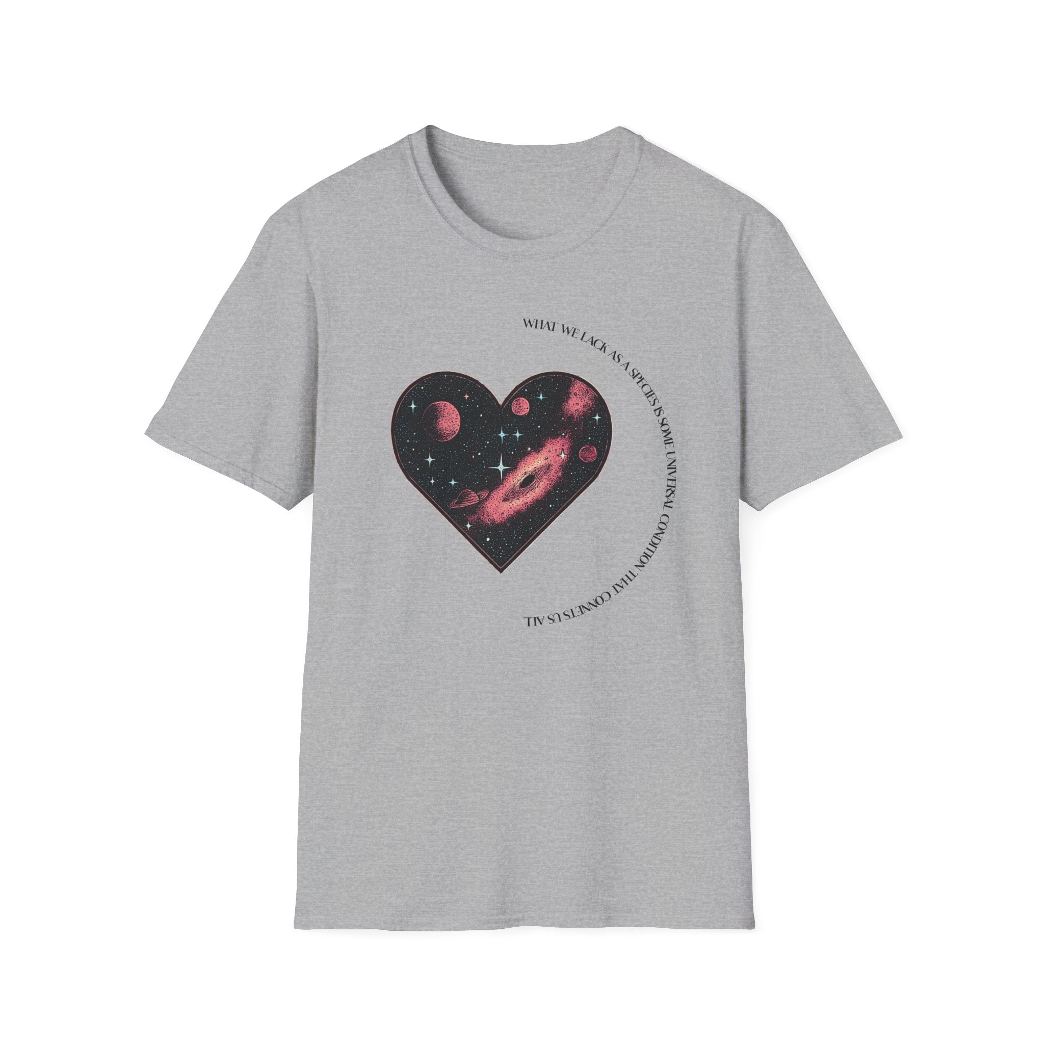 The Very Real Cosmic Connection — Heart Nebula Graphic Tee with Black Text