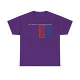 The Politics of Distraction Maze Tee — Red & Blue Graphic T-Shirt