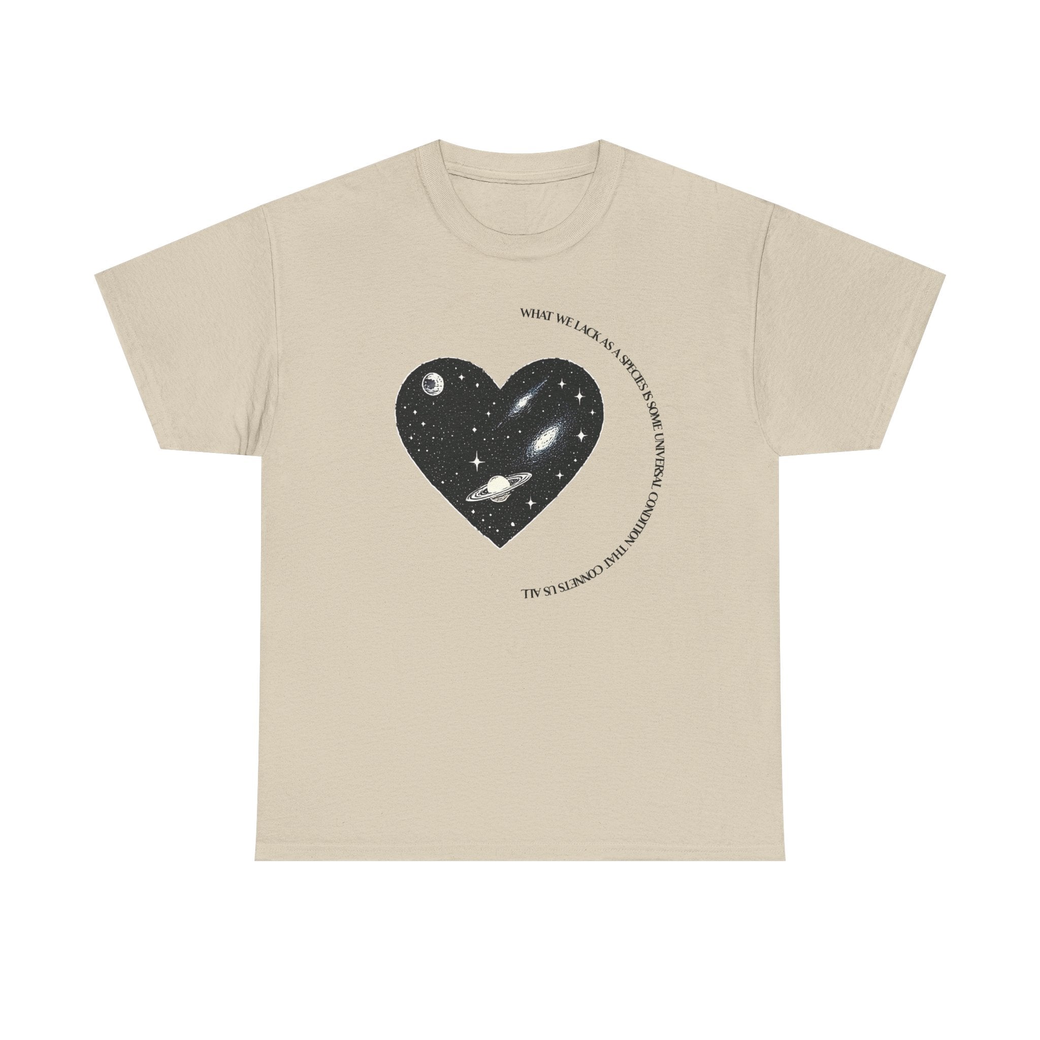 The Very Real Cosmic Connection — Heart Nebula Graphic Tee with Black Text