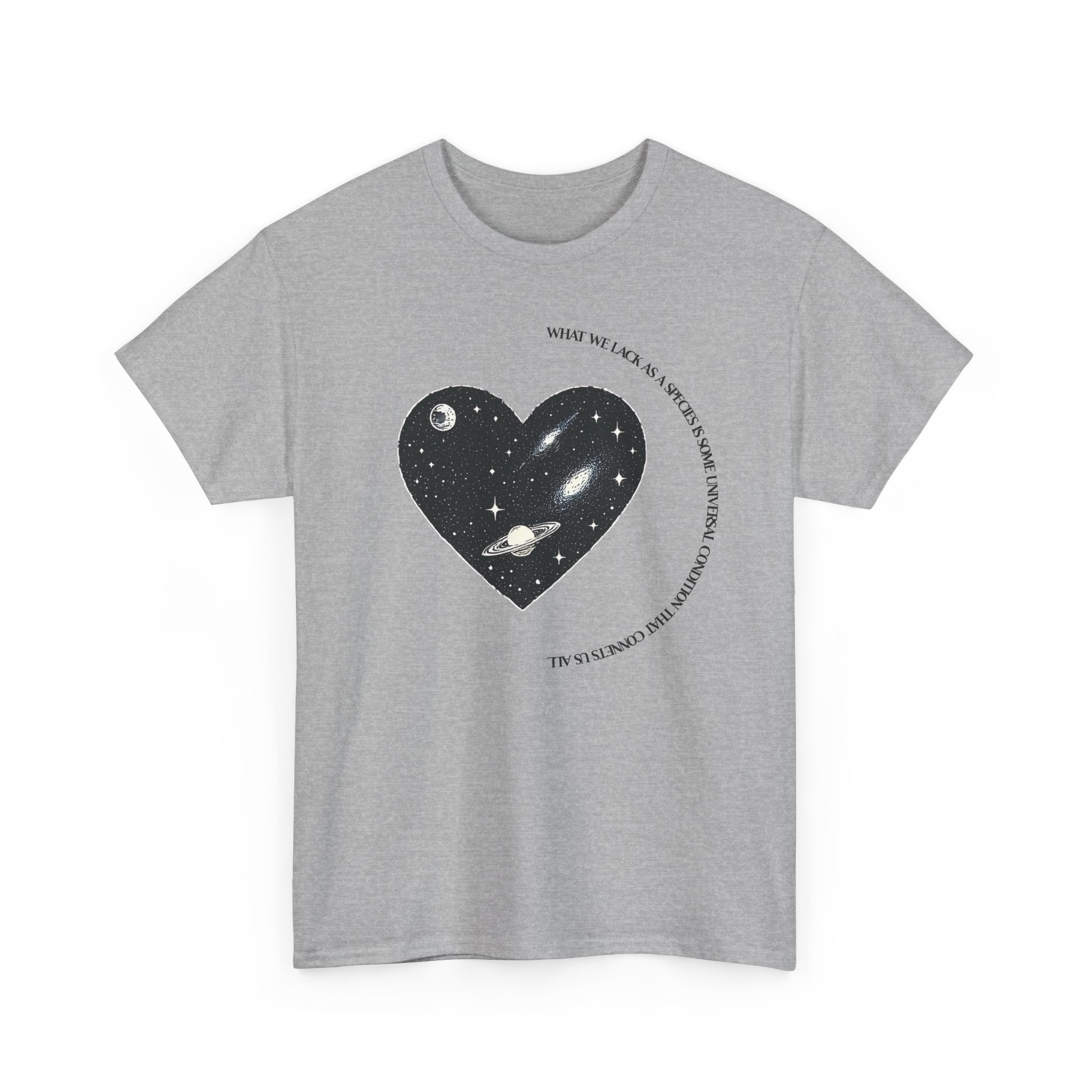 The Very Real Cosmic Connection — Heart Nebula Graphic Tee with Black Text