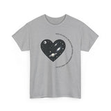 The Very Real Cosmic Connection — Heart Nebula Graphic Tee with Black Text
