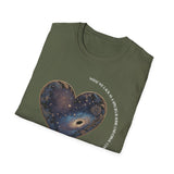 The Very Real Cosmic Connection — Heart Nebula Graphic Tee with White Text