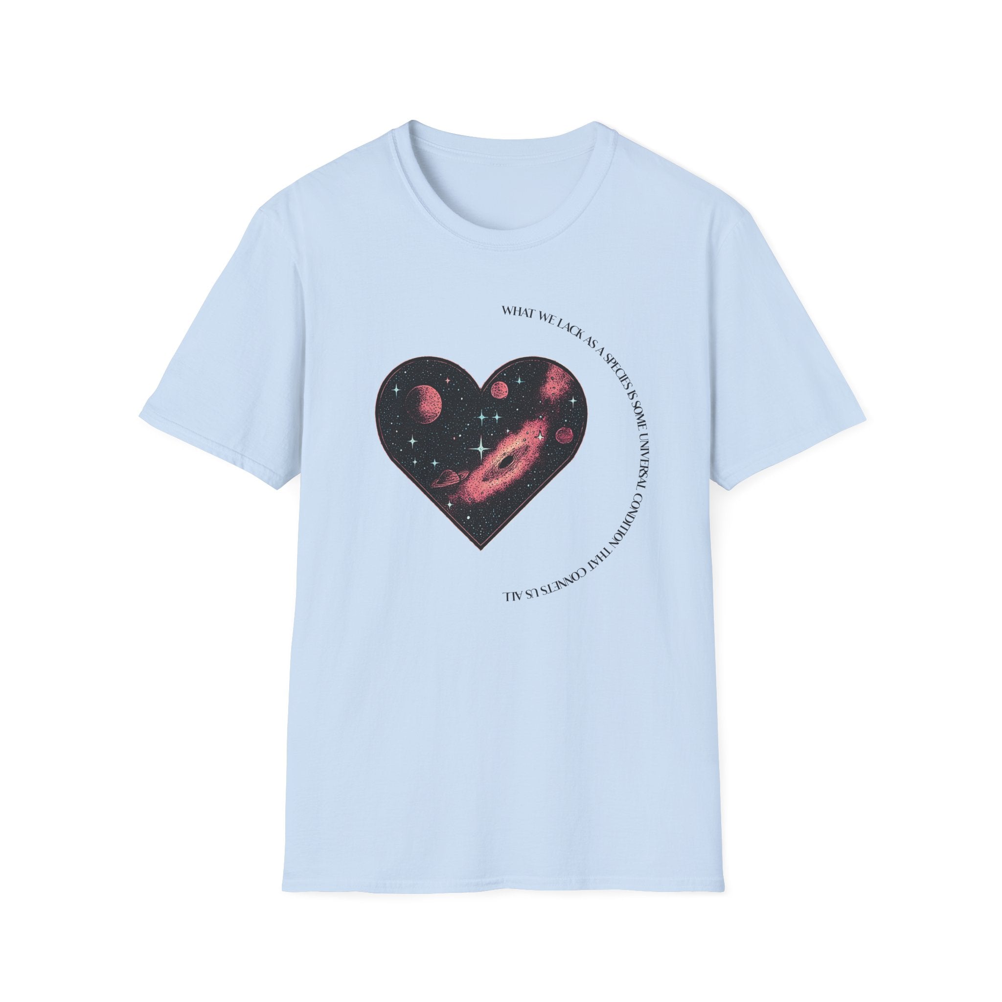 The Very Real Cosmic Connection — Heart Nebula Graphic Tee with Black Text