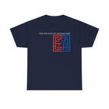 The Politics of Distraction Maze Tee — Red & Blue Graphic T-Shirt
