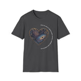 The Very Real Cosmic Connection — Heart Nebula Graphic Tee with White Text