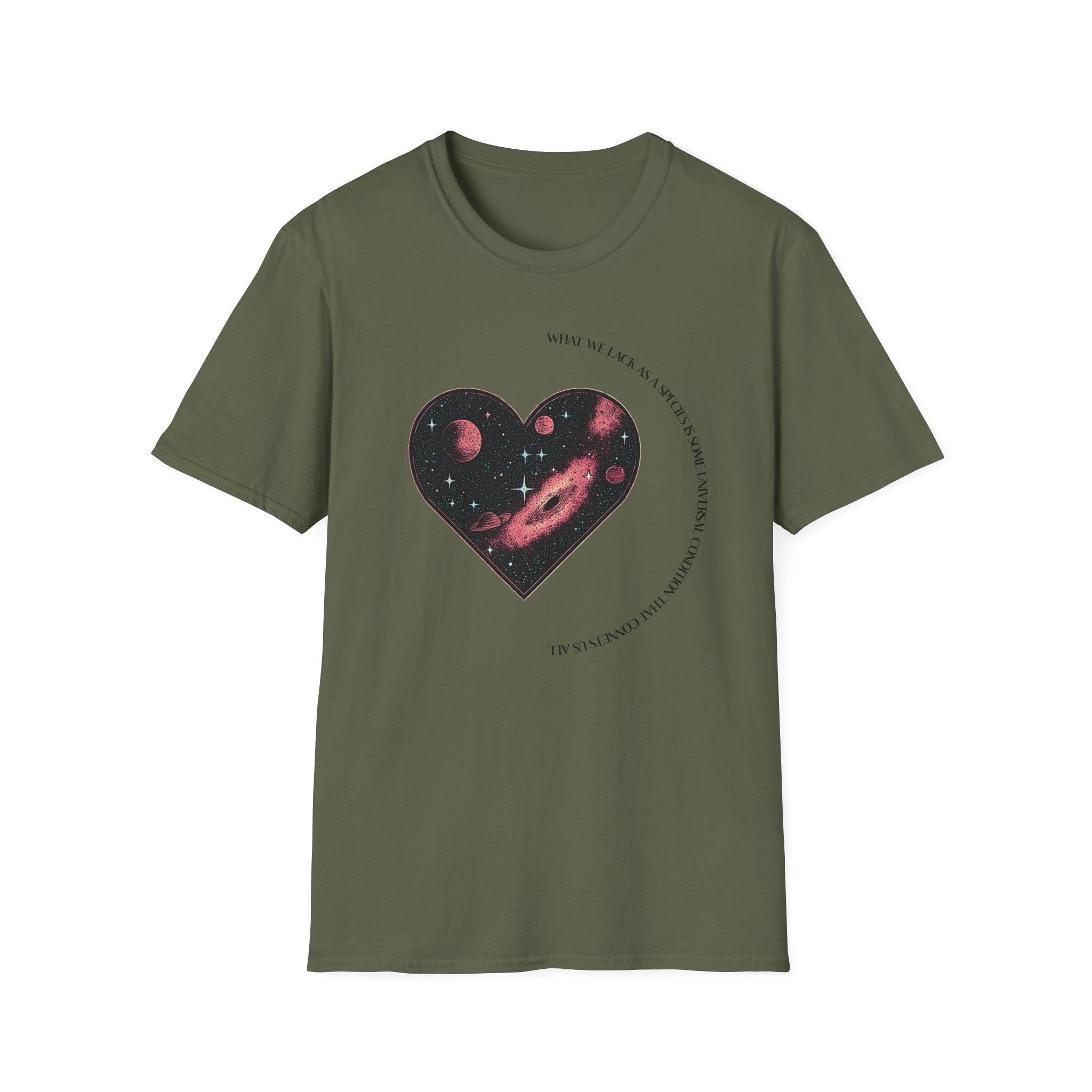 The Very Real Cosmic Connection — Heart Nebula Graphic Tee with Black Text
