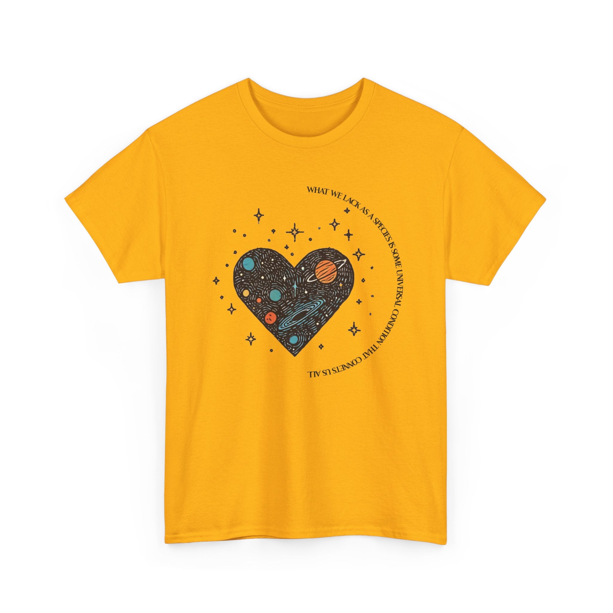 The Very Real Cosmic Connection — Heart Nebula Graphic Tee with Black Text