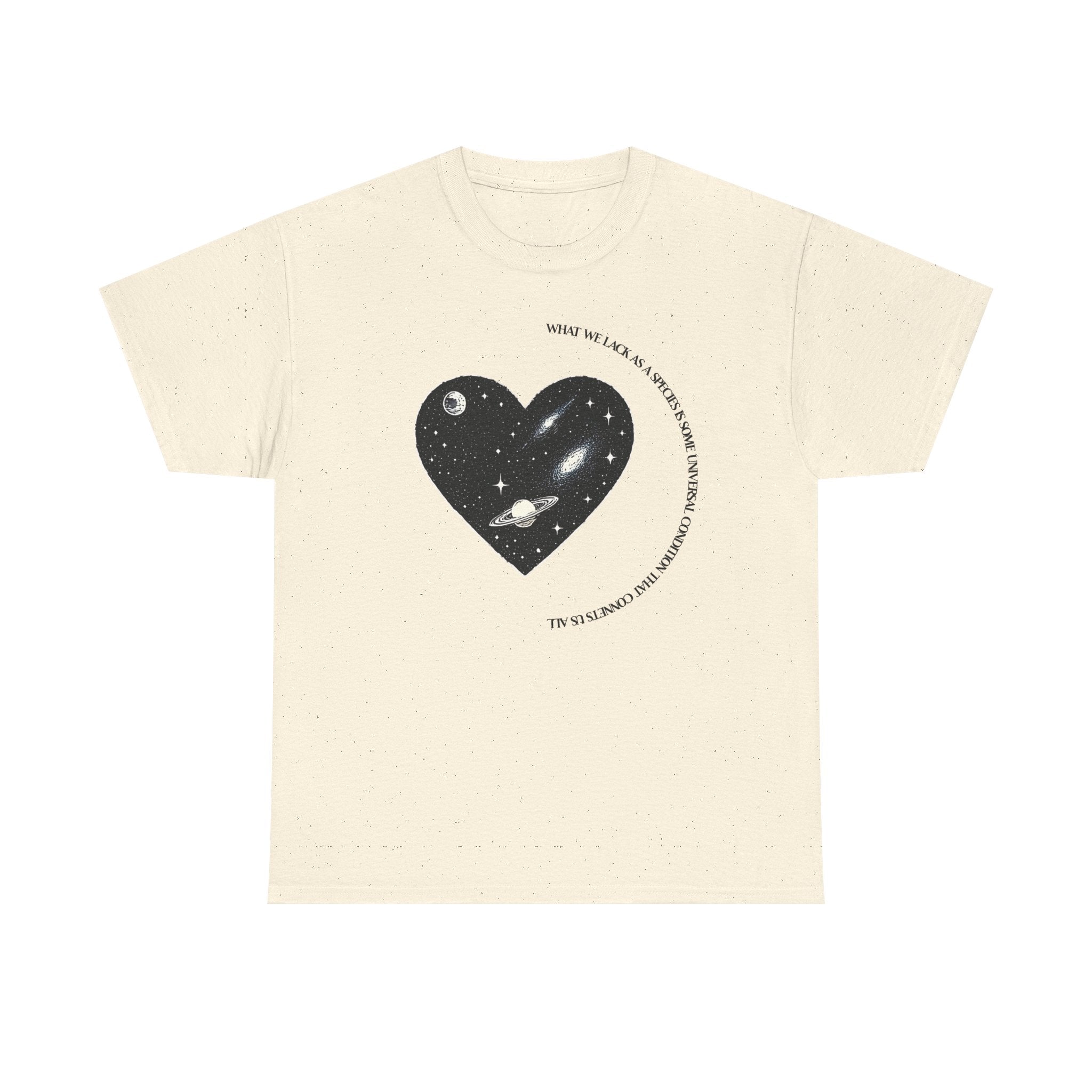 The Very Real Cosmic Connection — Heart Nebula Graphic Tee with Black Text