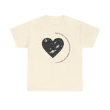 The Very Real Cosmic Connection — Heart Nebula Graphic Tee with Black Text