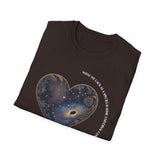 The Very Real Cosmic Connection — Heart Nebula Graphic Tee with White Text
