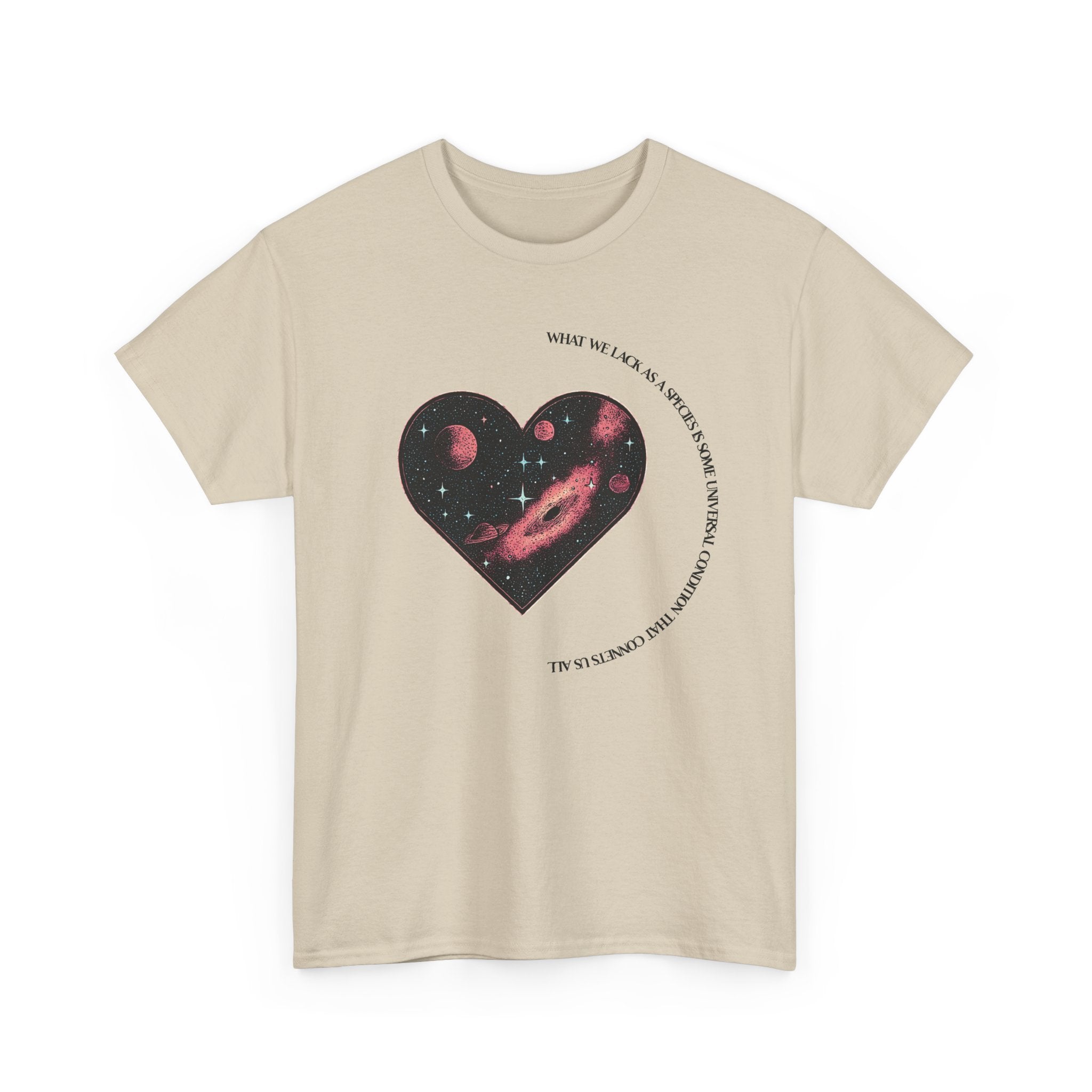 The Very Real Cosmic Connection — Heart Nebula Graphic Tee with Black Text