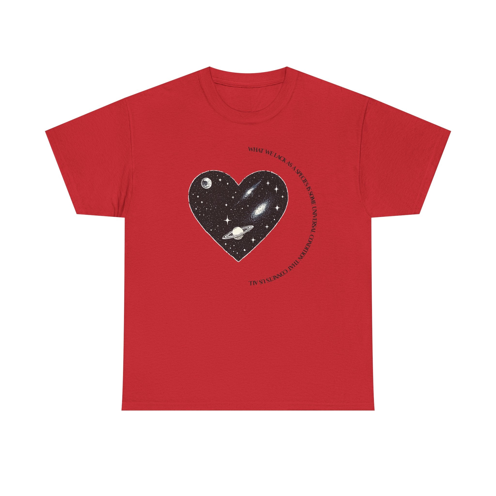 The Very Real Cosmic Connection — Heart Nebula Graphic Tee with Black Text