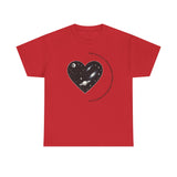 The Very Real Cosmic Connection — Heart Nebula Graphic Tee with Black Text