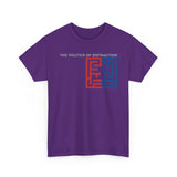 The Politics of Distraction Maze Tee — Red & Blue Graphic T-Shirt