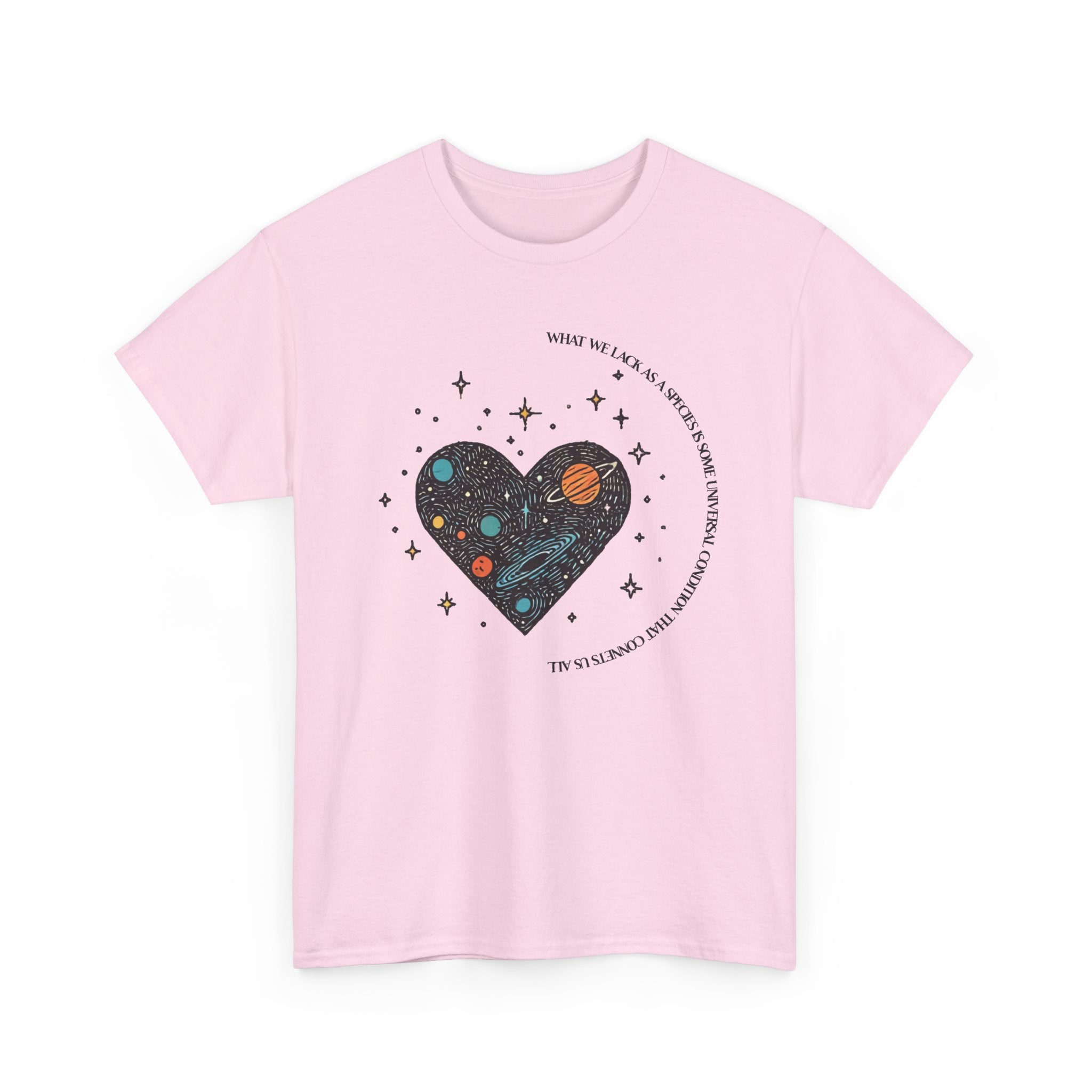 The Very Real Cosmic Connection — Heart Nebula Graphic Tee with Black Text
