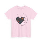 The Very Real Cosmic Connection — Heart Nebula Graphic Tee with Black Text