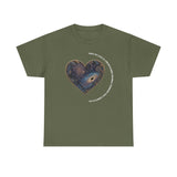 The Very Real Cosmic Connection — Heart Nebula Graphic Tee with White Text