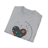 The Very Real Cosmic Connection — Heart Nebula Graphic Tee with Black Text