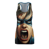 Super Emily Blue Women's Cut & Sew Racerback Dress (AOP)