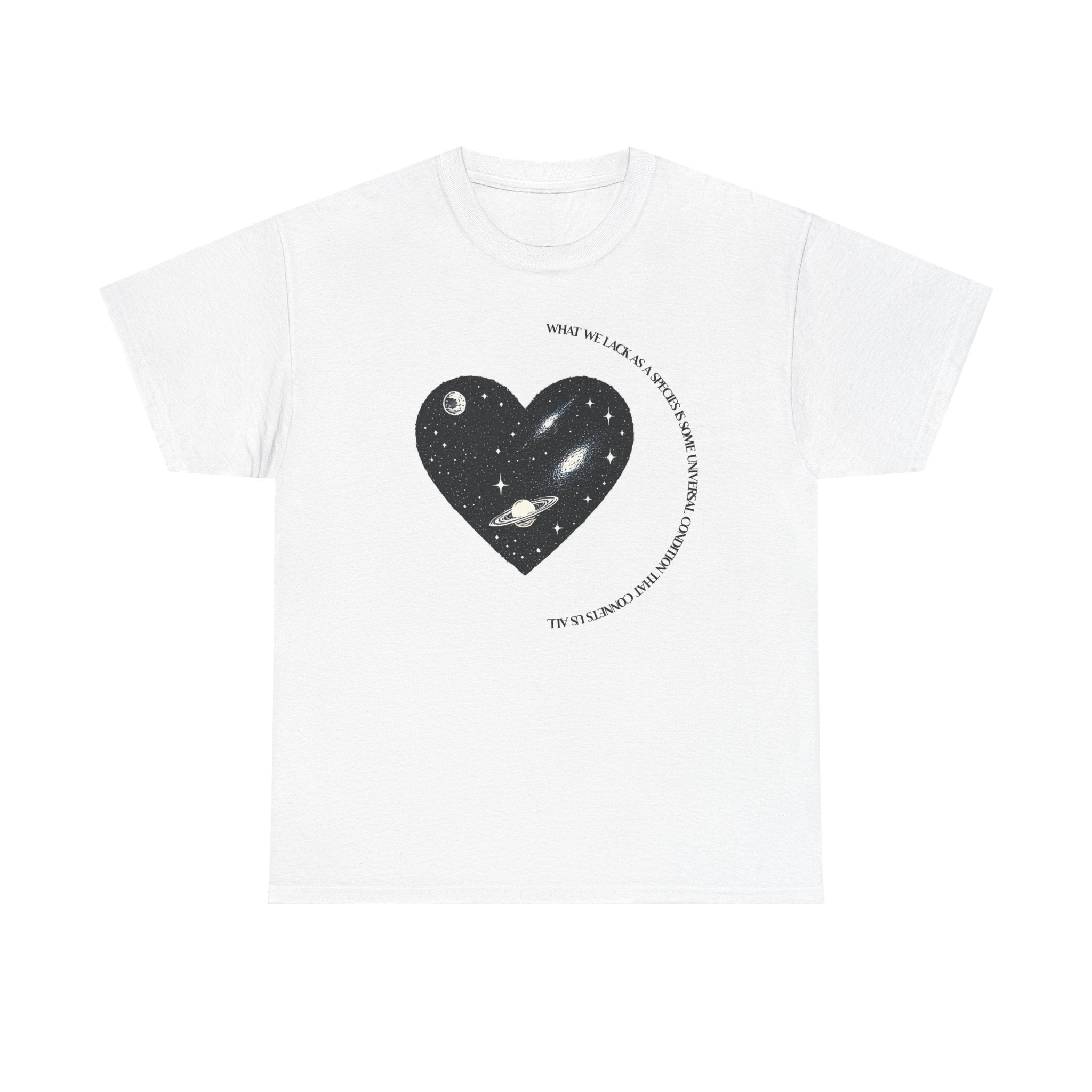 The Very Real Cosmic Connection — Heart Nebula Graphic Tee with Black Text