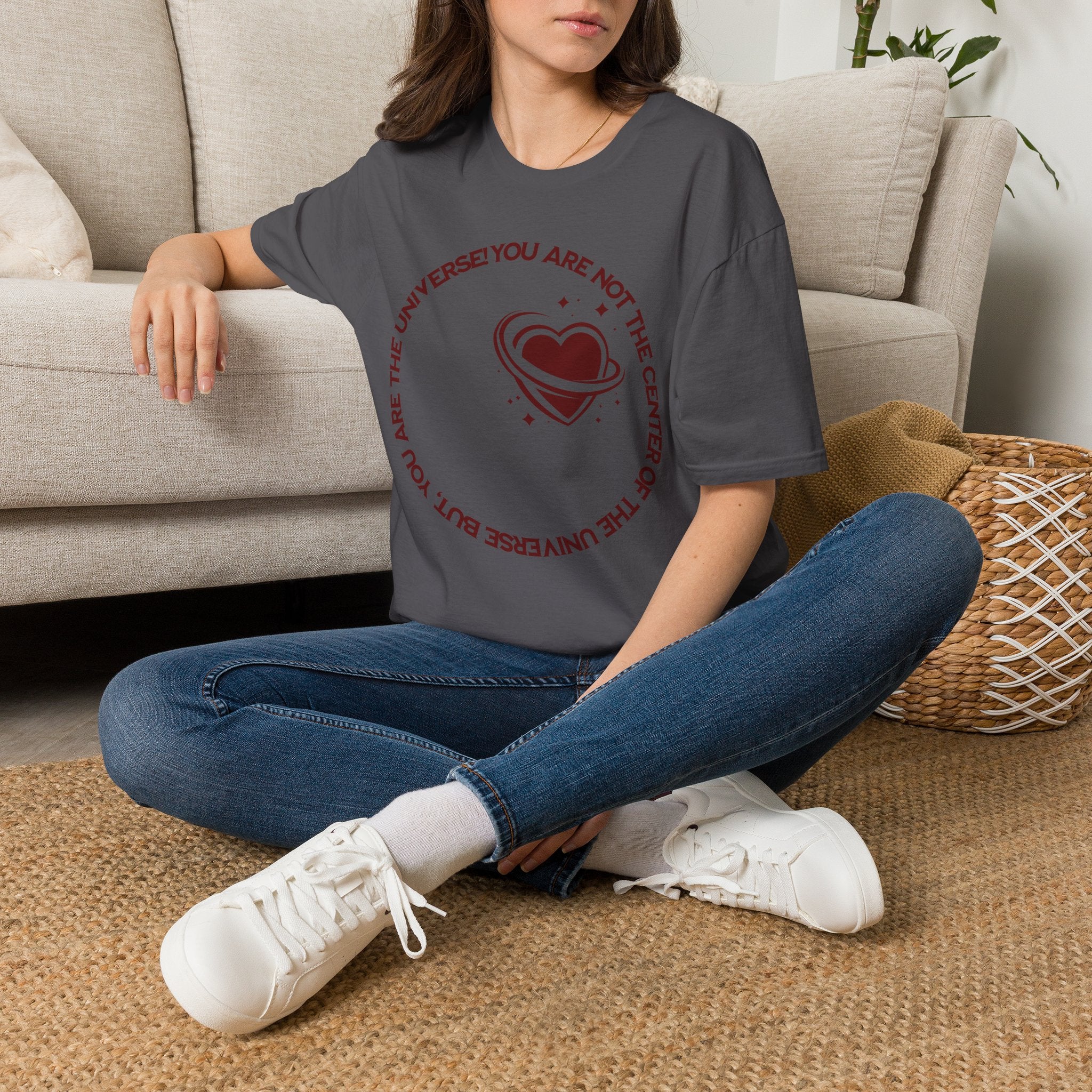 "You Are Not the Center of the Universe, But You Are The Universe" Retro Heart Graphic Tee