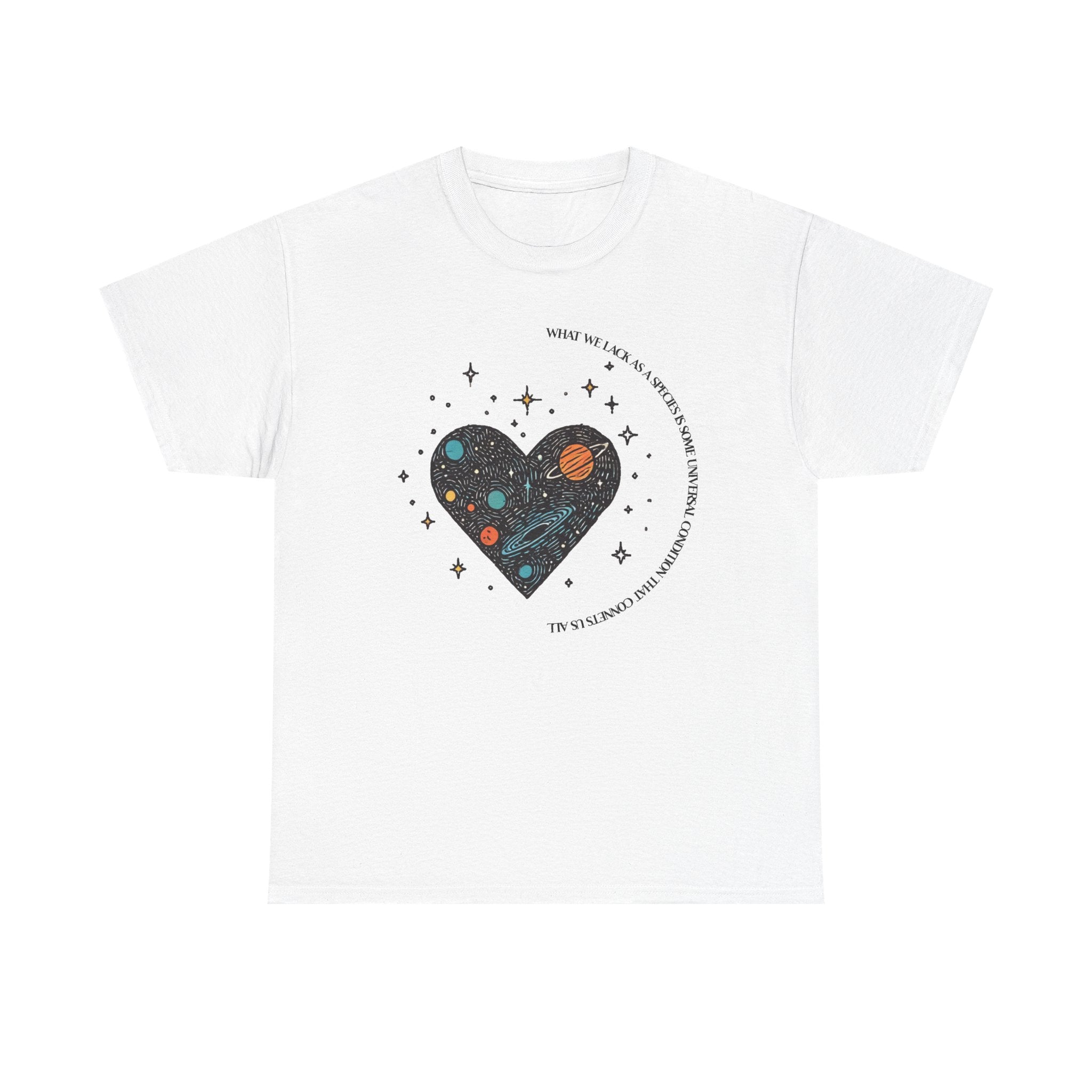 The Very Real Cosmic Connection — Heart Nebula Graphic Tee with Black Text