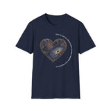 The Very Real Cosmic Connection — Heart Nebula Graphic Tee with White Text