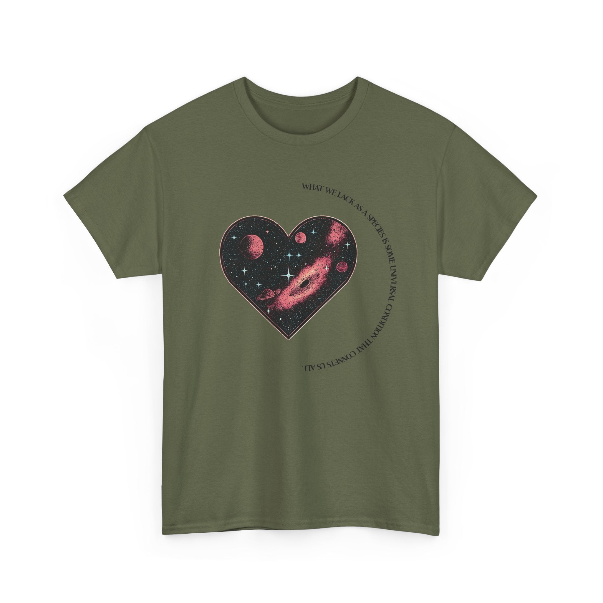 The Very Real Cosmic Connection — Heart Nebula Graphic Tee with Black Text