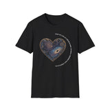 The Very Real Cosmic Connection — Heart Nebula Graphic Tee with White Text