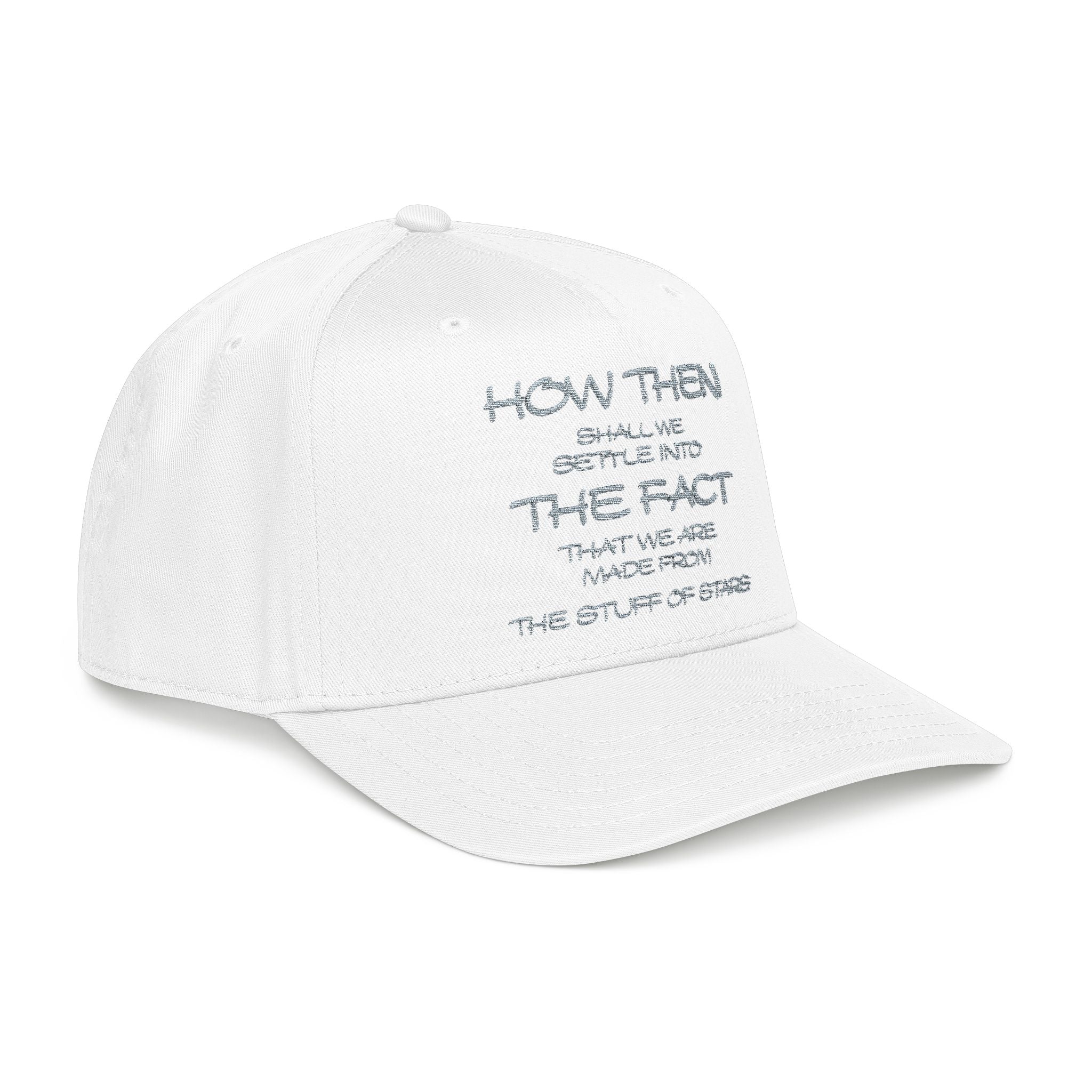 "How Then Shall We Settle Into the Fact that we are made of star stuff." Embroidered Baseball Cap