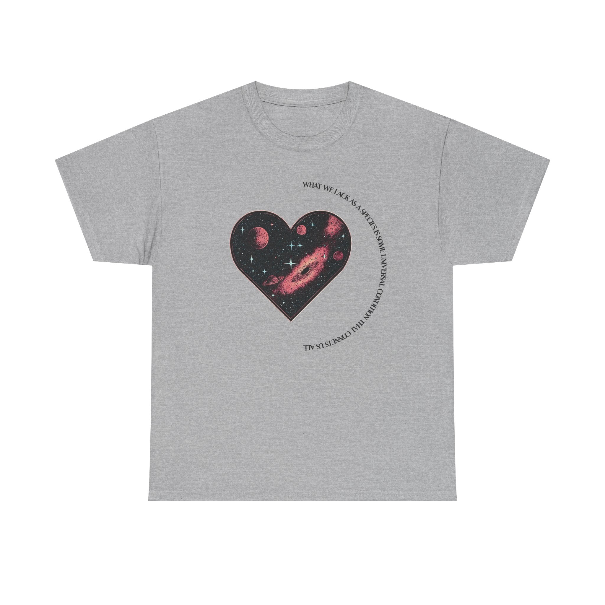 The Very Real Cosmic Connection — Heart Nebula Graphic Tee with Black Text