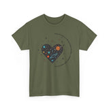 The Very Real Cosmic Connection — Heart Nebula Graphic Tee with Black Text