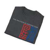 The Politics of Distraction Maze Tee — Red & Blue Graphic T-Shirt