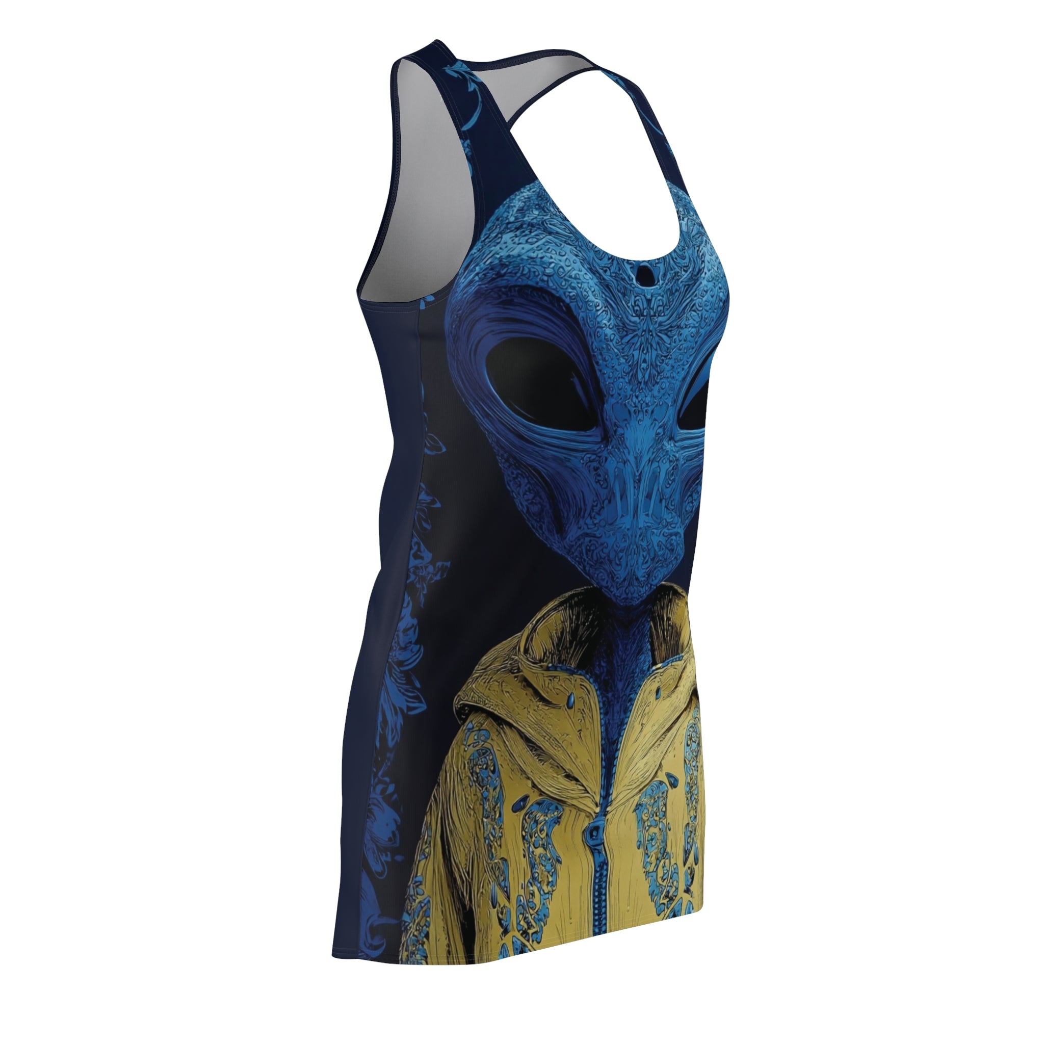 Blue Sun Blue Alien Women's Cut & Sew Racerback Dress (AOP)