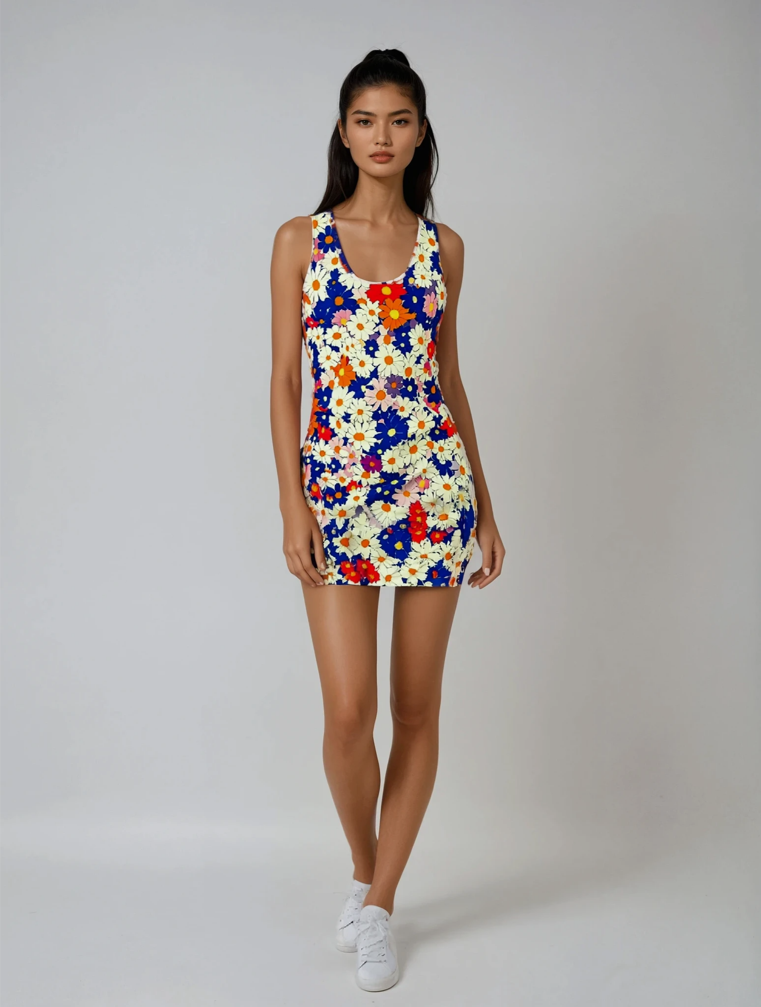 A Cornucopia Of Daisies Women's Cut & Sew Racerback Dress (AOP)