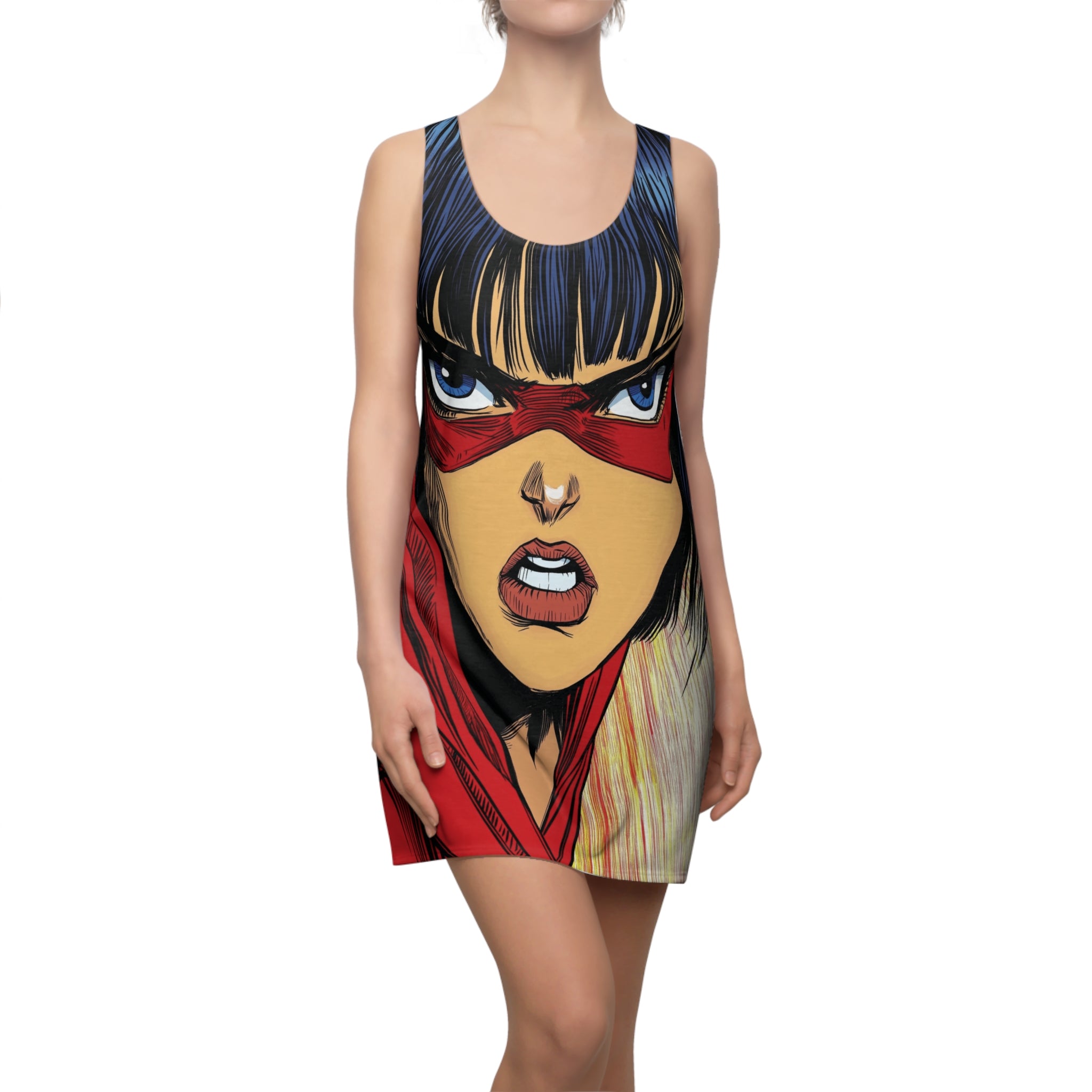 Super Mighty Mia Women's Cut & Sew Racerback Dress (AOP)