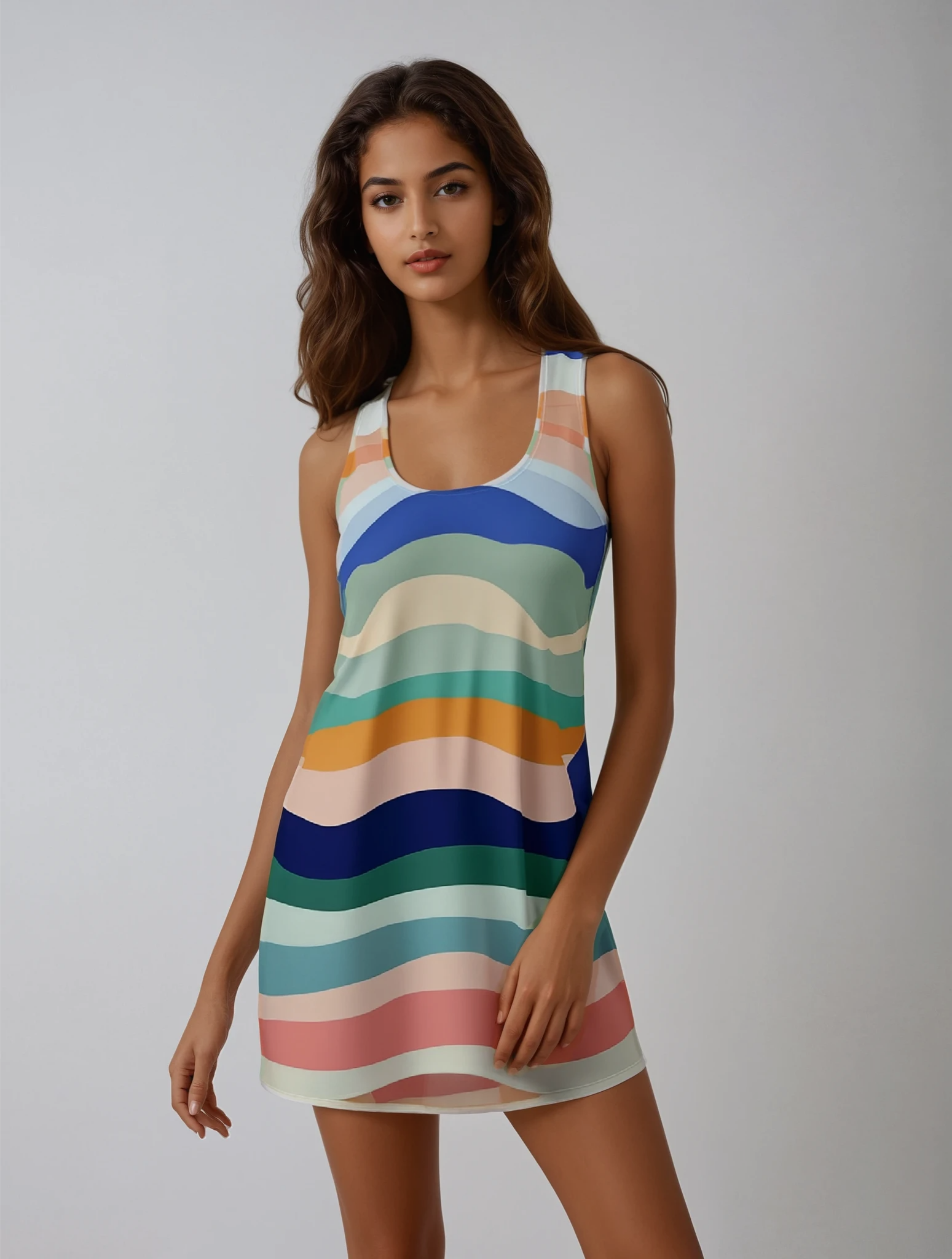 Time To Catch Some Waves Women's Cut & Sew Racerback Dress (AOP)