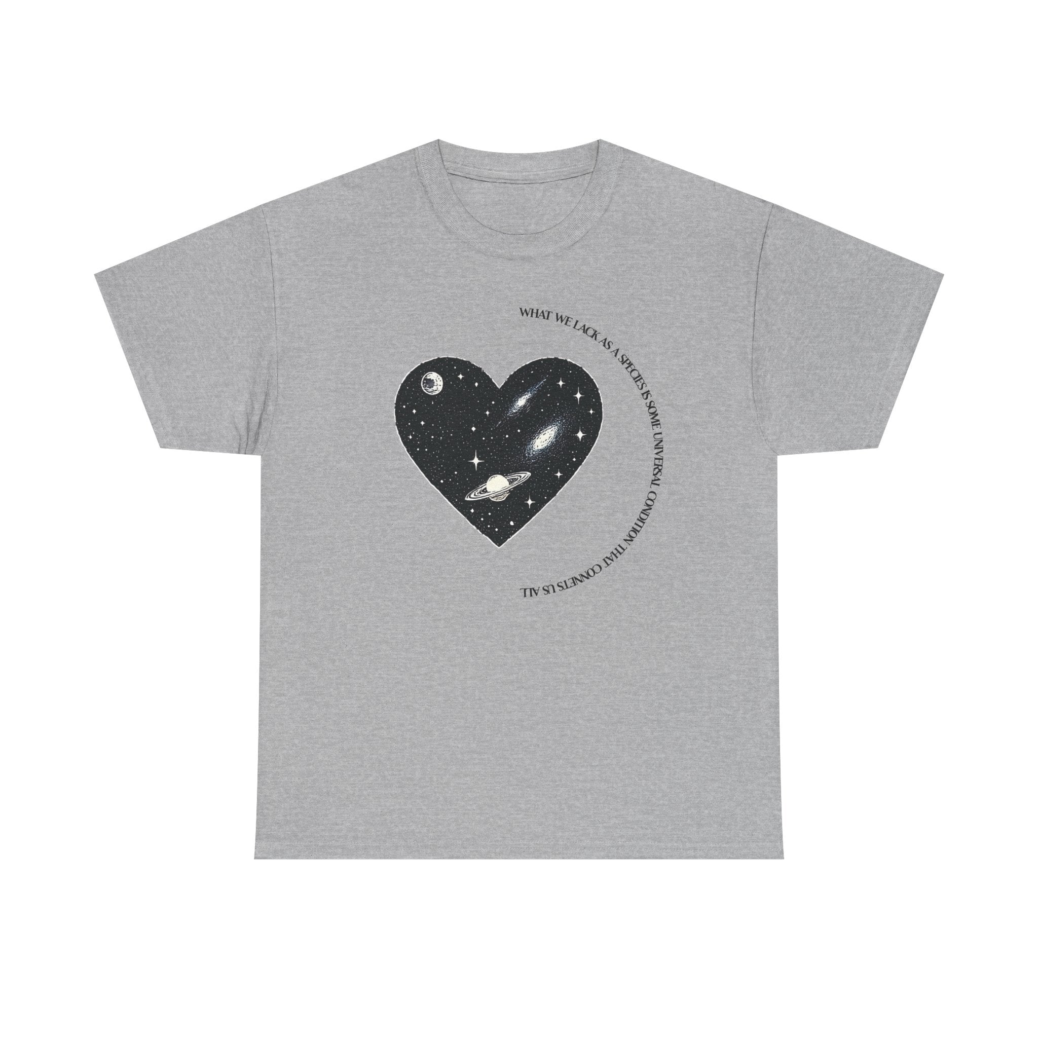 The Very Real Cosmic Connection — Heart Nebula Graphic Tee with Black Text