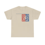 The Politics of Distraction Maze Tee — Red & Blue Graphic T-Shirt