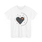 The Very Real Cosmic Connection — Heart Nebula Graphic Tee with Black Text