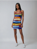 Color Coded Stacked Women's Cut & Sew Racerback Dress (AOP)