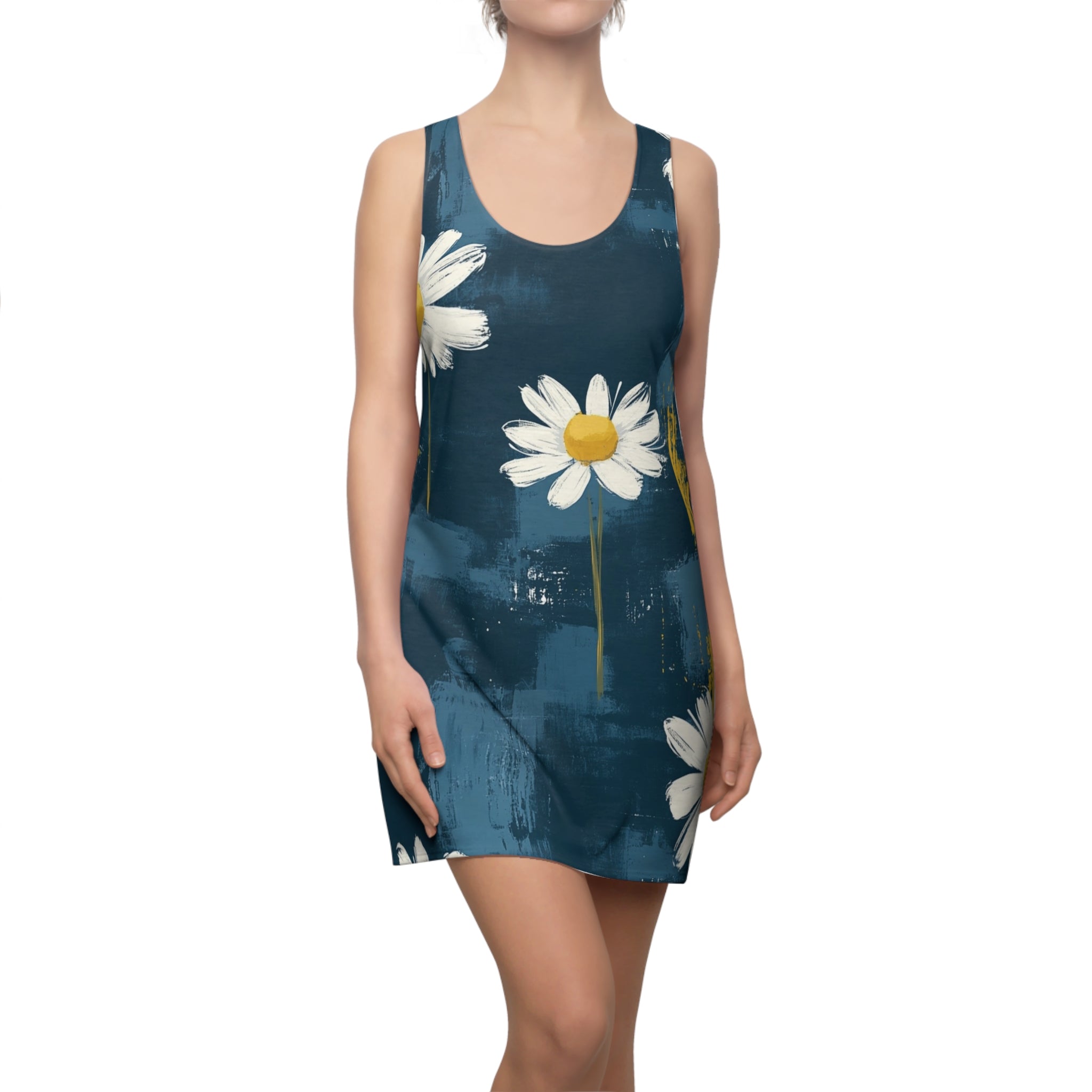 Daisey's Competing With The Blues Women's Cut & Sew Racerback Dress (AOP)