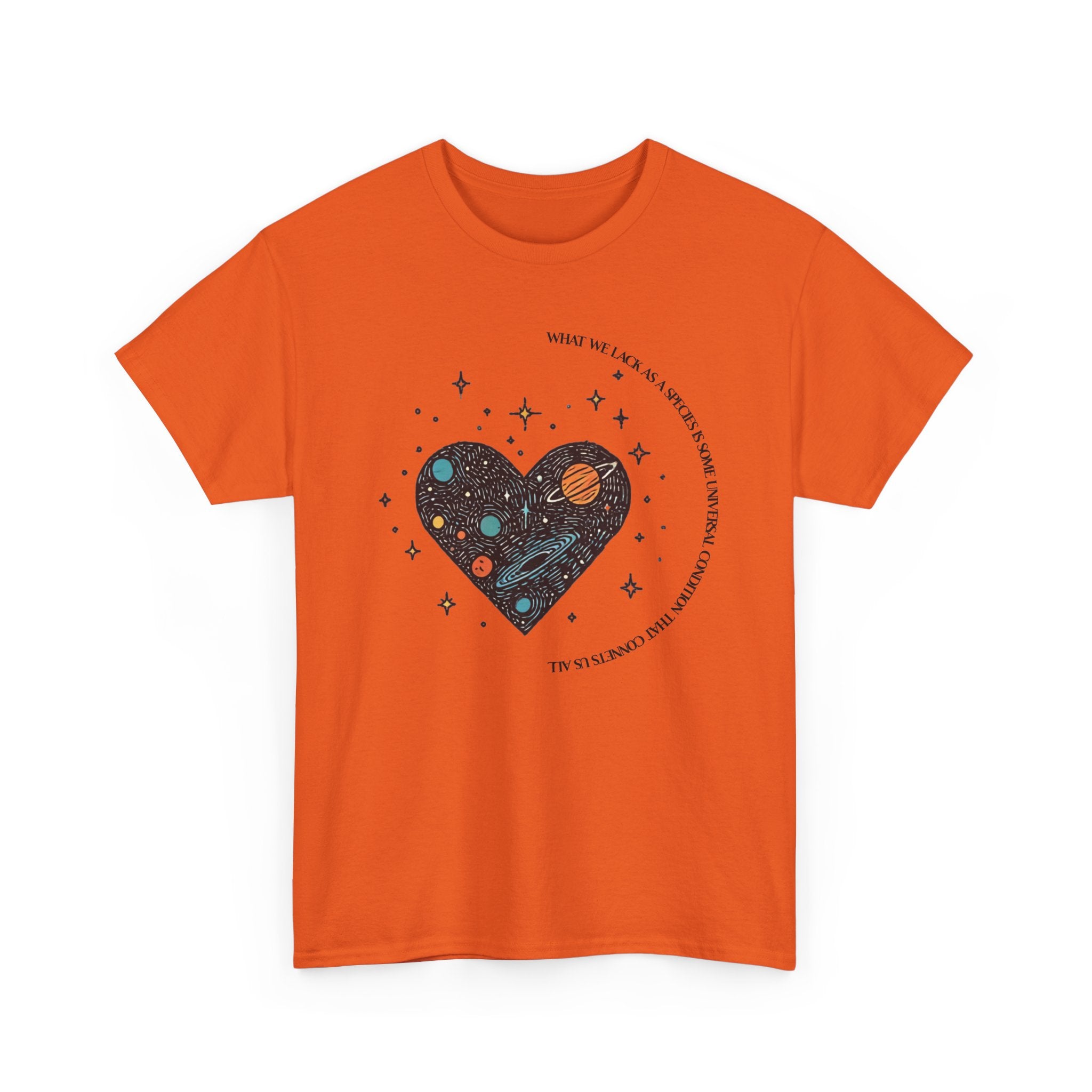 The Very Real Cosmic Connection — Heart Nebula Graphic Tee with Black Text