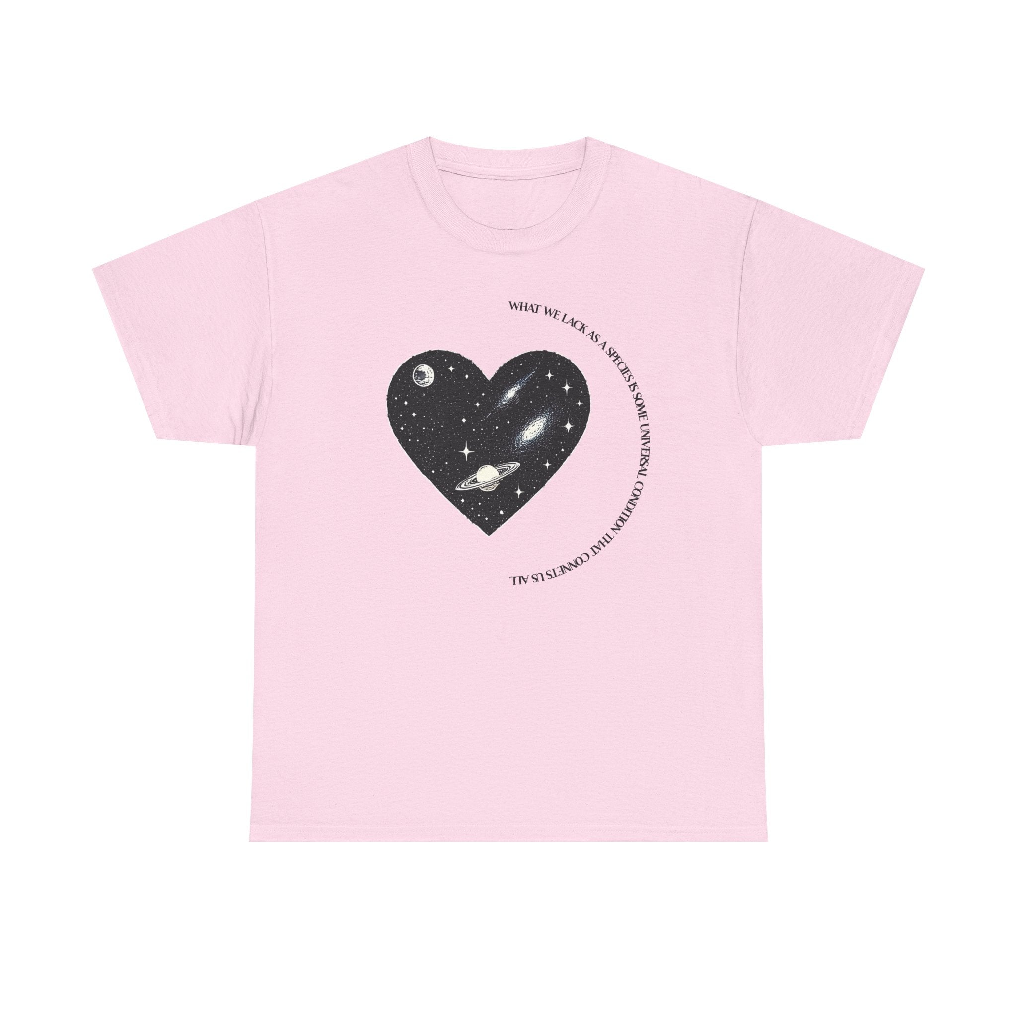 The Very Real Cosmic Connection — Heart Nebula Graphic Tee with Black Text