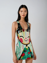 Facing Nostalgia Women's Cut & Sew Racerback Dress (AOP)