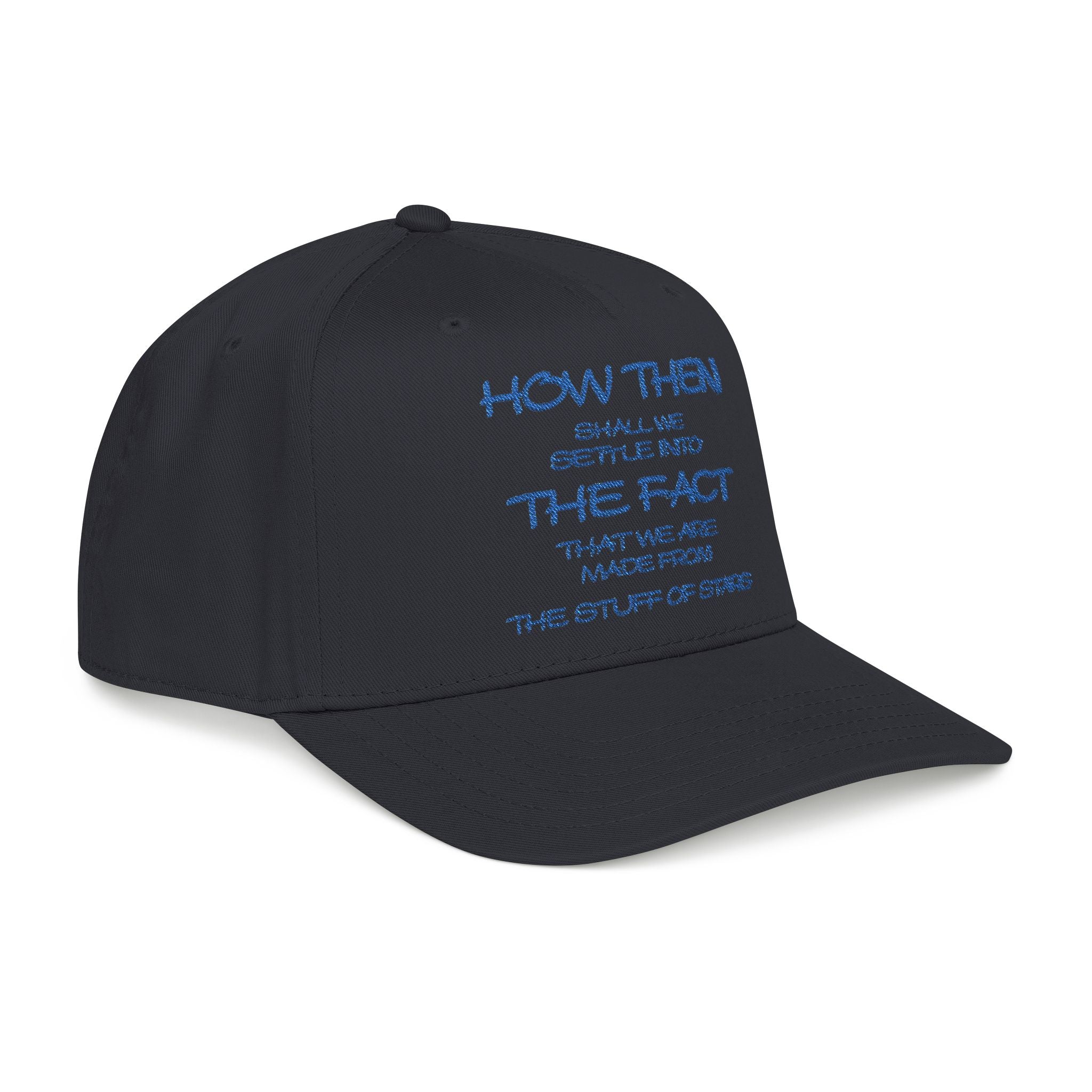 "How Then Shall We Settle Into the Fact that we are made of star stuff." Embroidered Baseball Cap
