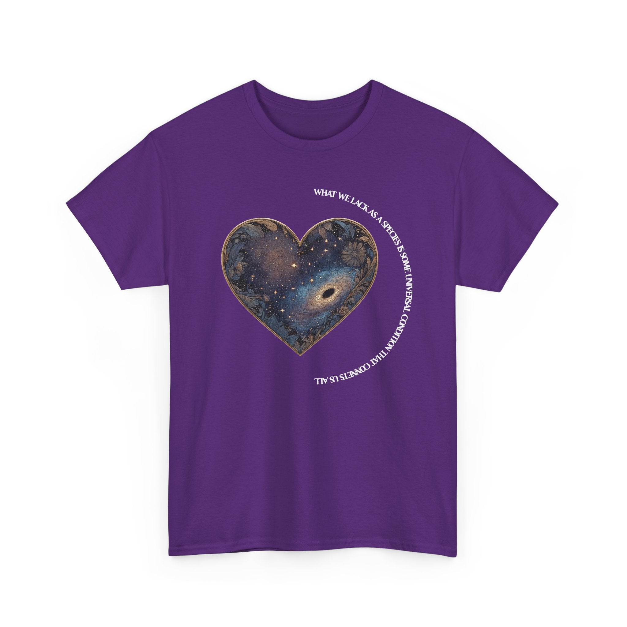The Very Real Cosmic Connection — Heart Nebula Graphic Tee with White Text
