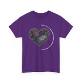 The Very Real Cosmic Connection — Heart Nebula Graphic Tee with White Text